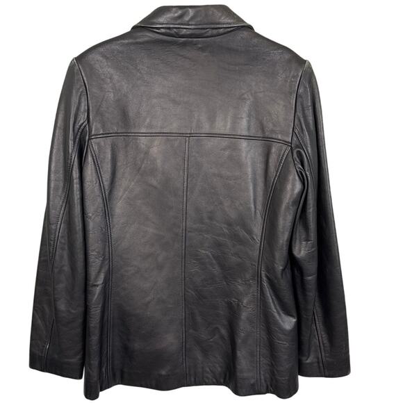 Vintage Y2K Women’s Lambskin Leather Jacket Soft Lambskin Black Blazer SZ S - Picture 2 of 11